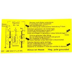 Aufkleber Lichtmaschinenregler passend fr Porsche 356 B C Bj. 59-65